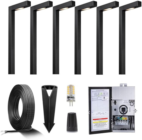 Gardenreet Black Brass Low Voltage Landscape Path Lights(6 Pack) Kit 12V LED with Low Voltage Transformer 150W and | Lumora
