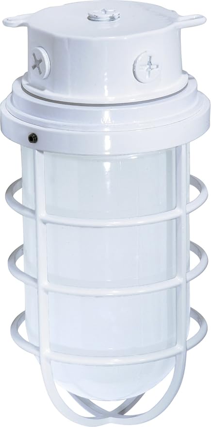 Nuvo Lighting SF76/618 Industrial Style Large Heavy Duty Aluminum Durable Outdoor Close to Ceiling Porch and Patio Light with Frosted Glass, White, Large