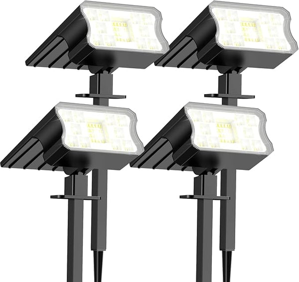 Solar Lights Outdoor Waterproof IP67, 4 Pack 60 LED Solar Spot Lights with 3 Lighting Modes, 2-in-1 Auto On/Off | Lumora