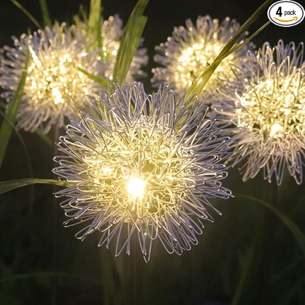 4PK 32LED Solar Garden Lights Outdoor, Dandelion Solar Lights Outdoor, IP65 Waterproof Firefly Light Outside Decor | Lumora