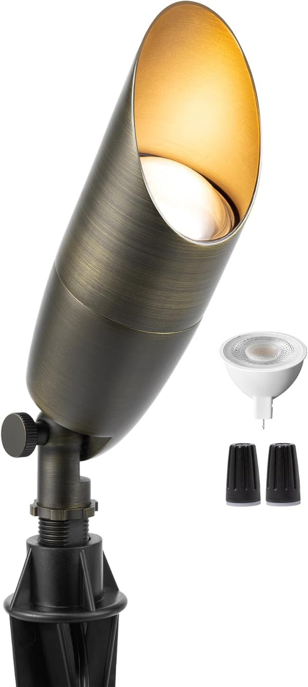 Gardenreet Landscape Spotlights Low Voltage - Brass Outdoor Uplight Wired LED, 12V Spot Lights Waterproof Single | Lumora