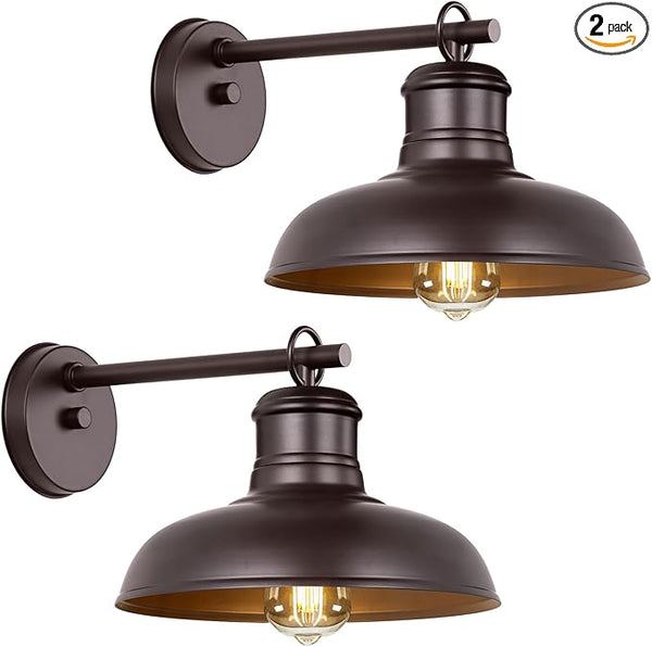 Bosceos 2-Pack Brown Wall Sconces, Farmhouse Exterior Barn Light Fixtures, Outdoor Wall Lights with E26 Socket | Lumora
