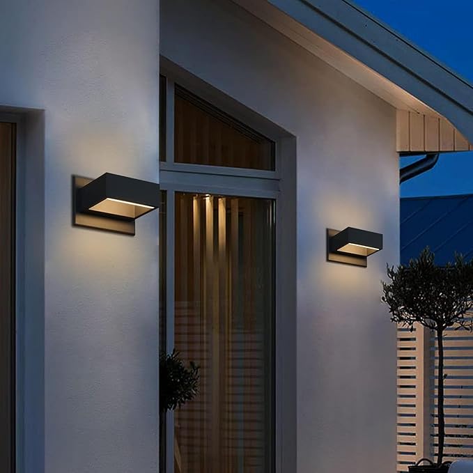 2 Pack Outdoor Wall Sconce Up and Down Black Wall Mount LED Exterior Light Fixture 240LM for Porch Garage | Lumora
