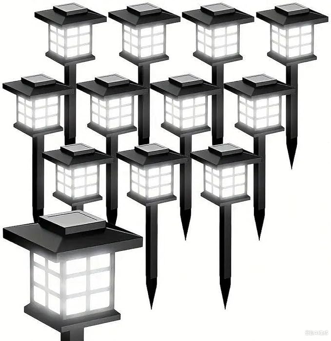 6 Sets, 12 Sets, 24 Sets of Outdoor Solar Lights, IP44 Waterproof, Suitable for Path and Patio Decoration, Available in Both White Light and Warm Light Options. (White 12 Packs)