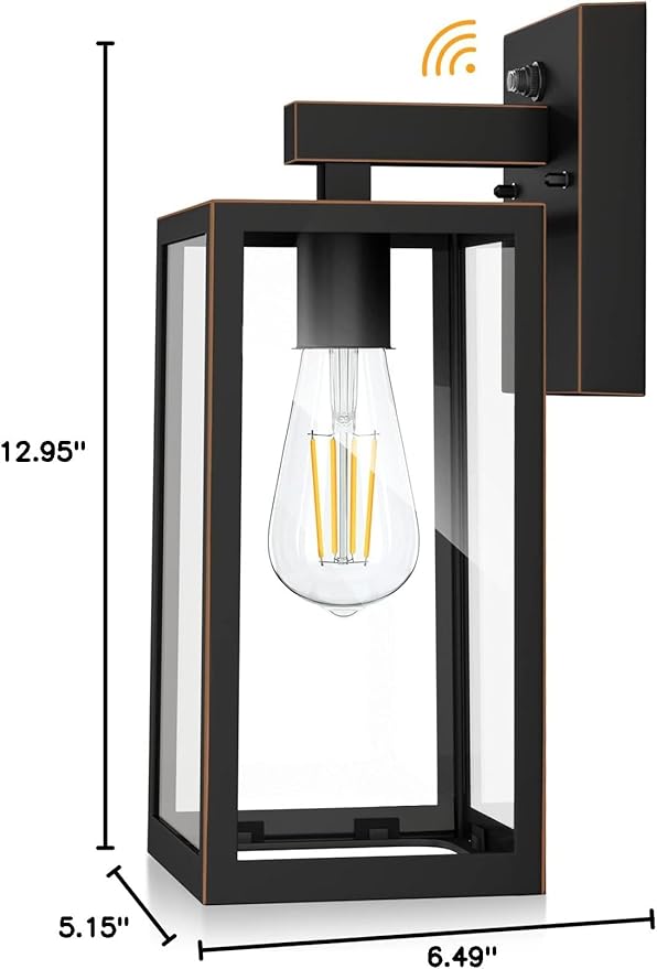 SHINE HAI Dusk to Dawn Outdoor Wall Lantern, Exterior Sensor Light Fixture with E26 Base Socket, Waterproof Wall | Lumora