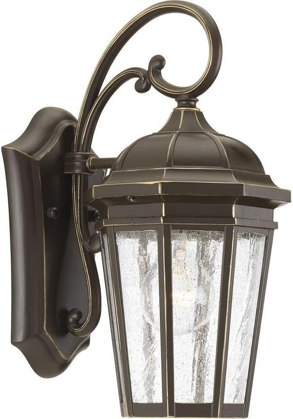 Progress Lighting Verdae Collection 1-Light Clear Seeded Glass New Traditional Outdoor Small Wall Lantern Light | Lumora