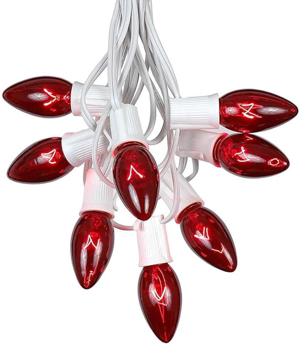 Novelty Lights Red Twinkle Incandescent Christmas String Lights - Retro Traditional C9 Indoor/Outdoor Light Set w/ | Lumora