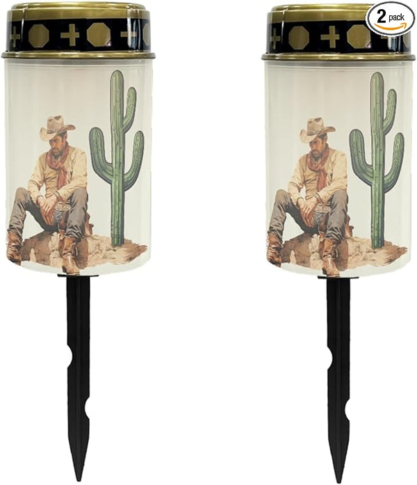 Western Cowboy Cemetery Lights for Grave,Solar Pathway Lights Outdoor Solar Garden Light Solar Powered Lantern | Lumora