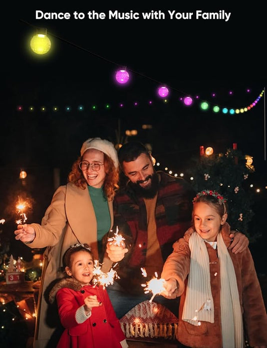 Outdoor String Lights 50FT, 25 Dimmable Color Changing LED Patio Lights with 54 Scene Modes, Warm White LED Bulbs for Outside, Christmas, Work with Alexa, Google, APP Control, IP65 Waterproof