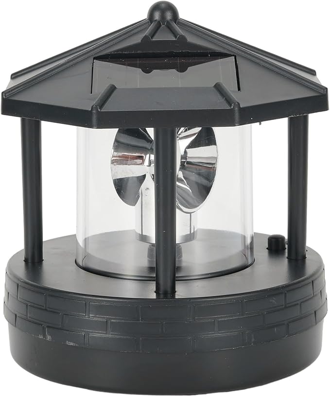 Solar Garden Powered Lighthouse,360 Degree Rotating Lamp, IP65 Solar Lights, Landscape Path Lights for Garden & Outdoor Decor(Black)