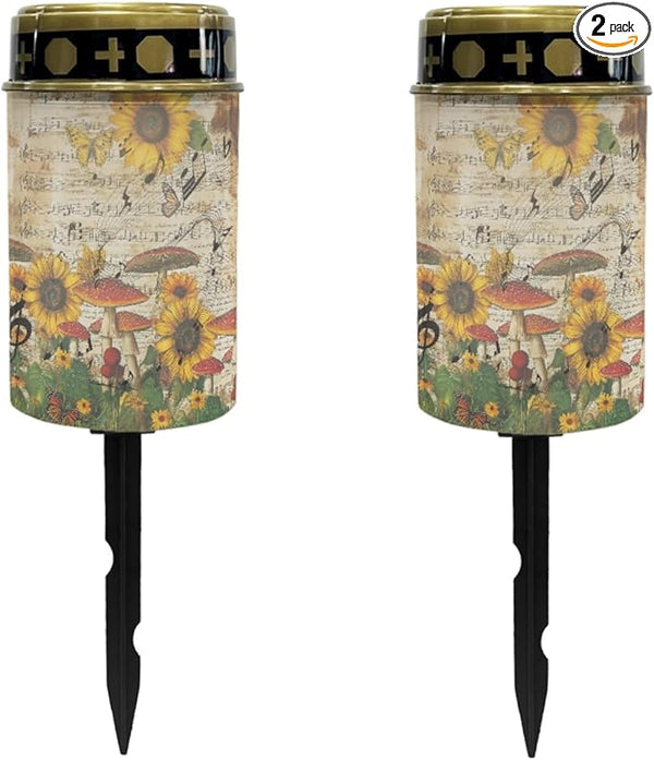 Solar Garden Stake Lights Outdoor Waterproof Cemetery Lights Sunflower Mushroom LED Lantern Cemetery Decorations | Lumora