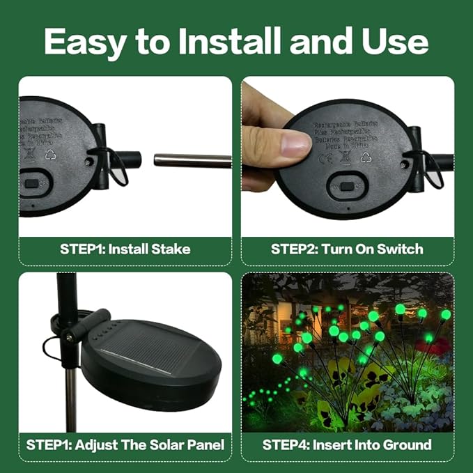 Halloween Decorations Solar Spooky Lights Outdoor - 2PACK 16LED Wind Dance Green Swaying Firefly Lights with Halloween Party Decor, Outdoor Waterproof Solar Garden Lights for Yard Patio Home Decor