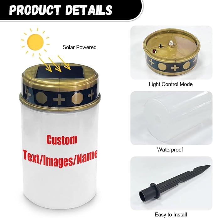 Customized Solar Garden Stake Lights Solar Lights Outdoor Garden for Cemetery Grave Decorations, Memorial Gift | Lumora