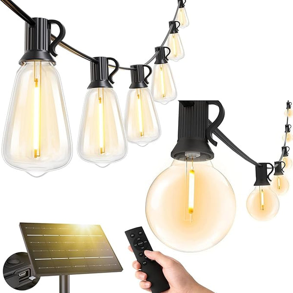 Svater 50FT ST38 Solar String Lights Outdoor with Remote + G40 50FT Patio String Lights | Lumora