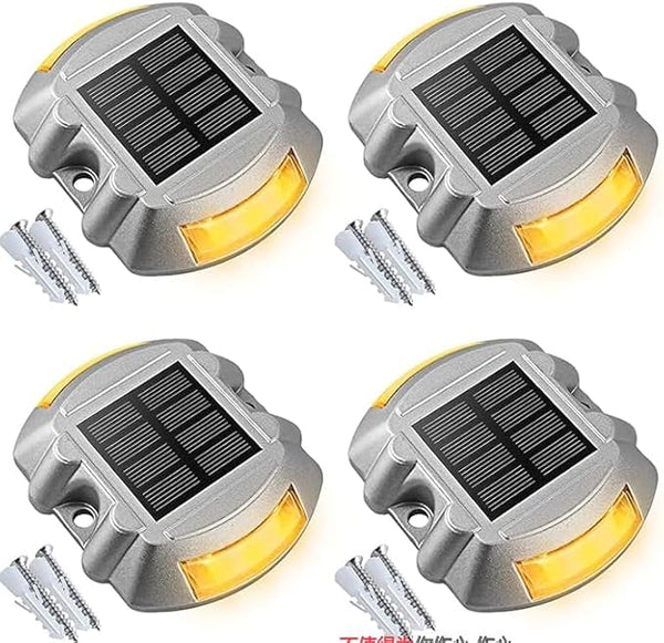 VOLISUN Solar Deck Lights Driveway Dock Lights, 4-Pack Led IP68 Waterproof Outdoor Warning Step Light for Driveway | Lumora