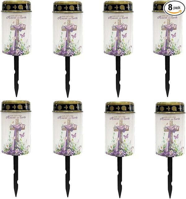 Cross Lavender Cemetery Lights for Grave,Solar Lantern Lights Outdoor Pathway Lights Solar-Powered Fairy Lights for | Lumora