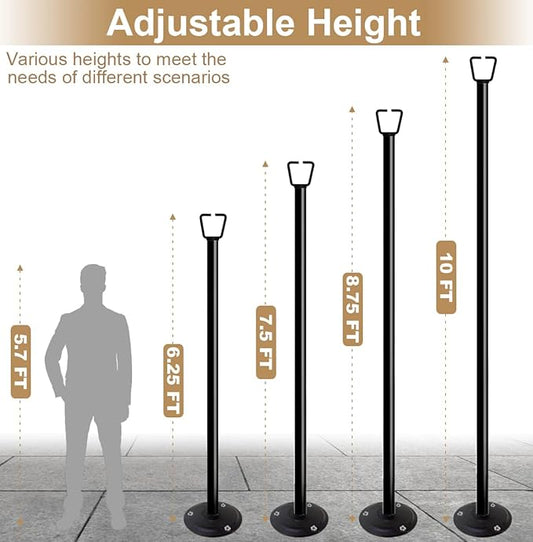 Queension 10FT Ground Base String Light Poles for Outdoor String Lights for Garden, Backyard, Patio Lighting Stand for Parties, Bistro & Weddings, 1 Pack