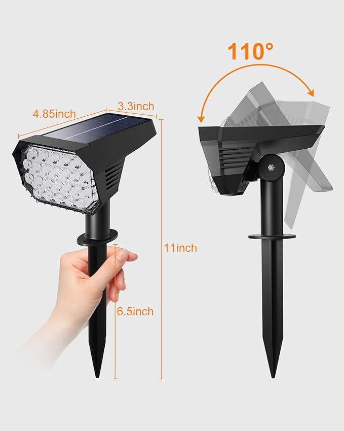 6 Pack Color Changing Solar Powered Outdoor Spot Lights Outside Landscape Waterproof 24 LED Spotlights Dusk to Dawn | Lumora
