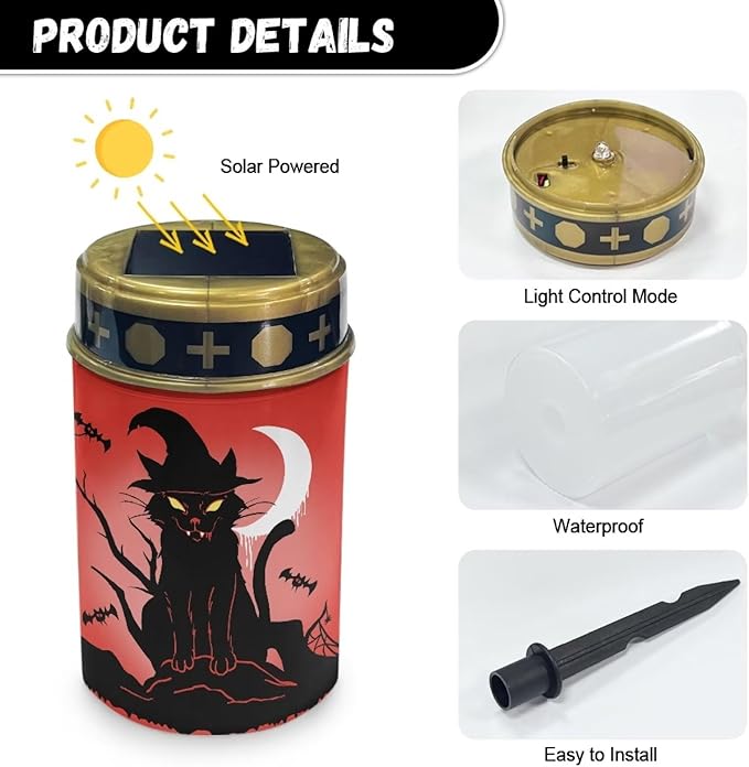 ZOUTAIRONG Moon Ghost Solar Light for Cemetery Grave 2 Pack Solar Garden Lights Solar Lights for Outside Solar Pathway Lights Outdoor Cemetery Solar Lights for Grave Solar Lights