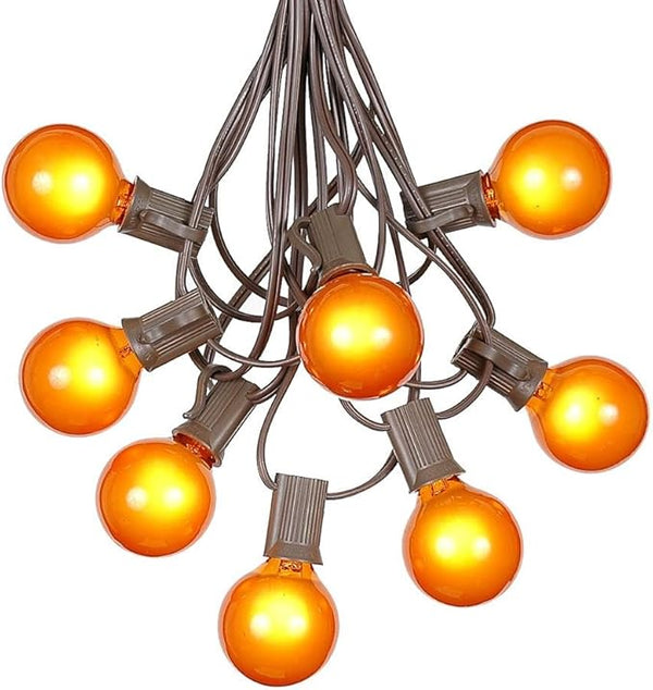 100 Foot G40 Outdoor Patio String Lights with 125 Orange Globe Bulbs – Indoor Outdoor String Lights – Market Bistro | Lumora