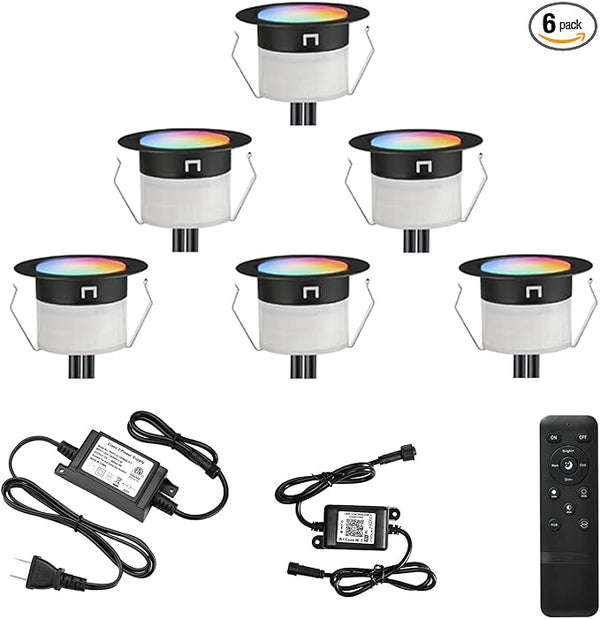 FVTLED LED Deck Lights Kit, 6pcs Φ1.22 WiFi Smart Phone Control Low Voltage Recessed RGBW Deck Lighting Waterproof | Lumora