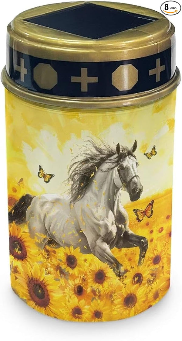 HUGS IDEA Sunflower White Horse Solar-Powered Grave Lights Waterproof Grave Solar Lights for Cemetery Outdoor | Lumora