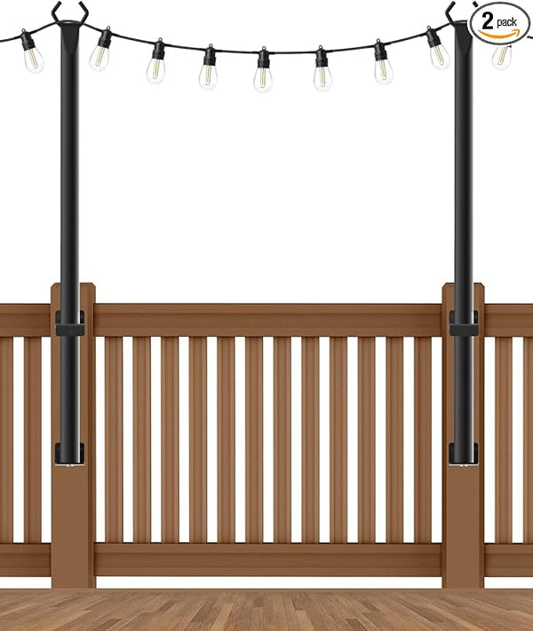 Pack String Light Poles,5 Ft Metal Poles with Fork for Outdoor String Lights,Outdoor Light Poles with | Lumora