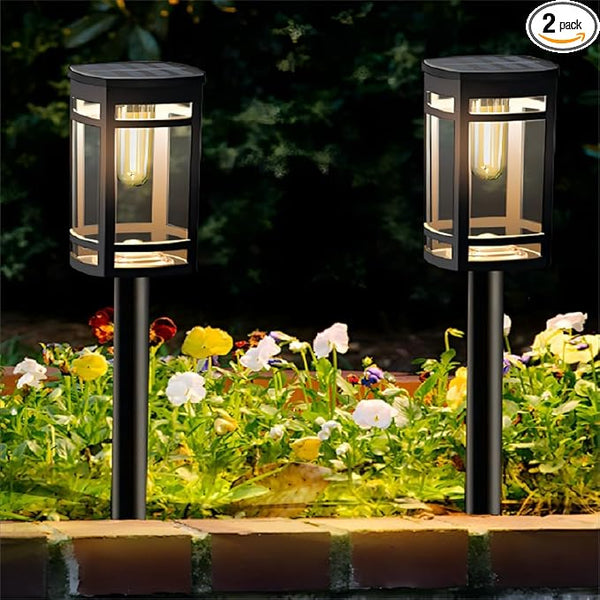 EXCMARK 2 Pack Solar Lights Outdoor Waterproof for Garden Pathway Walkway Driveway Yard Lawn Decorative Landscape | Lumora