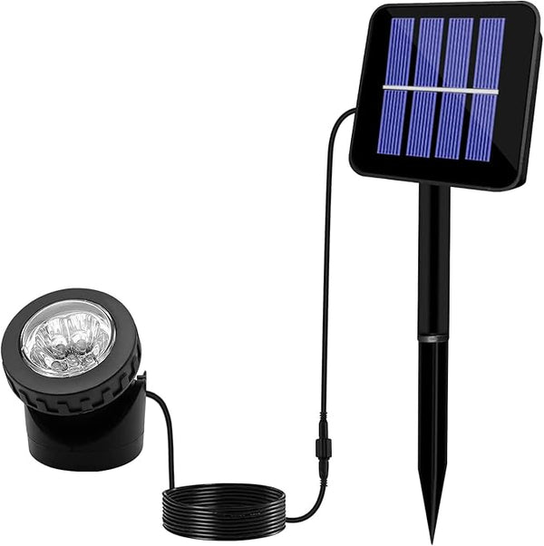 AVEKI Solar Pond Spotlights, 12 LED Solar Underwater Lights with Dual Head Waterproof Submarine Landscape Spotlight | Lumora