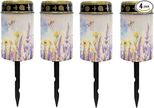 Solar Lavender Floral Lights Outdoor Waterproof Solar Pathway Lights Flameless Garden Stake Lights Landscape | Lumora