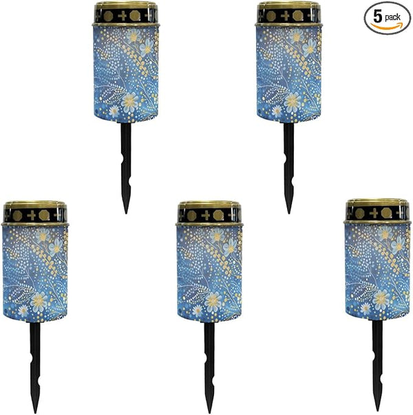 Blue Bling Flower Solar Garden Lights Outdoor LED Lantern Pathway Stake Lights Solar Waterproof Solar-Powered Fairy | Lumora