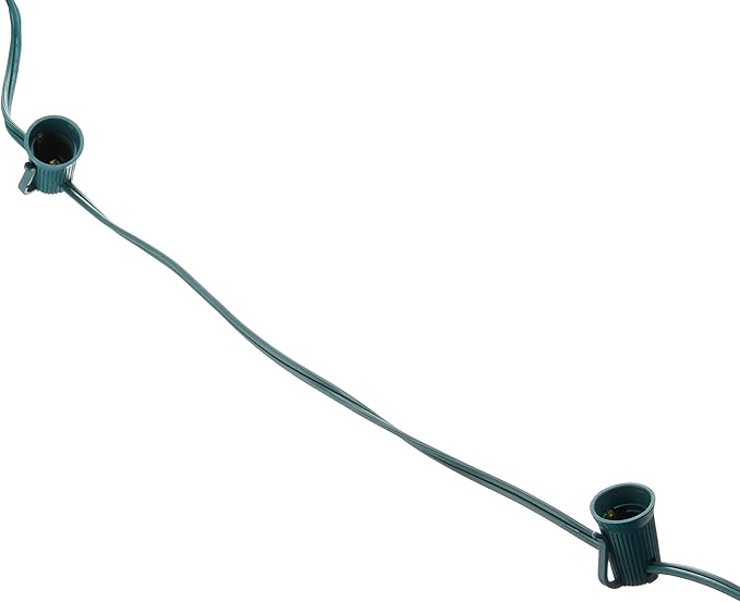 HLO Lighting C9 Light Strings | 100' Green Cord with 12" Socket Spacing, E17 Light Stringer for C9 Christmas Lights | Lumora