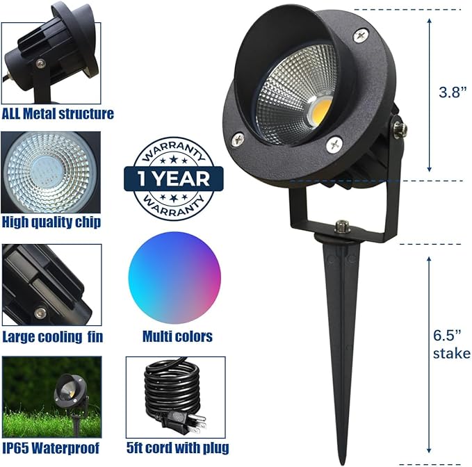 TOVEENEN LED Color Landscape Outdoor Spotlight - 120V 25W Remote Waterproof Spot Lights for Yard Garden Tree House Halloween Christmas Lighting