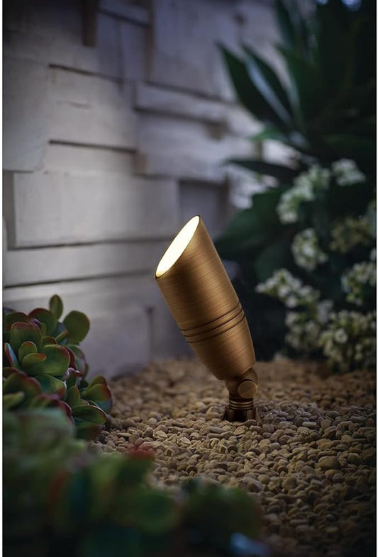 H&A Solid Brass Landscape Spotlight Outdoor Led Landscape Lights 12V Low Voltage with Ground Spike for Outdoor (6 Packs)
