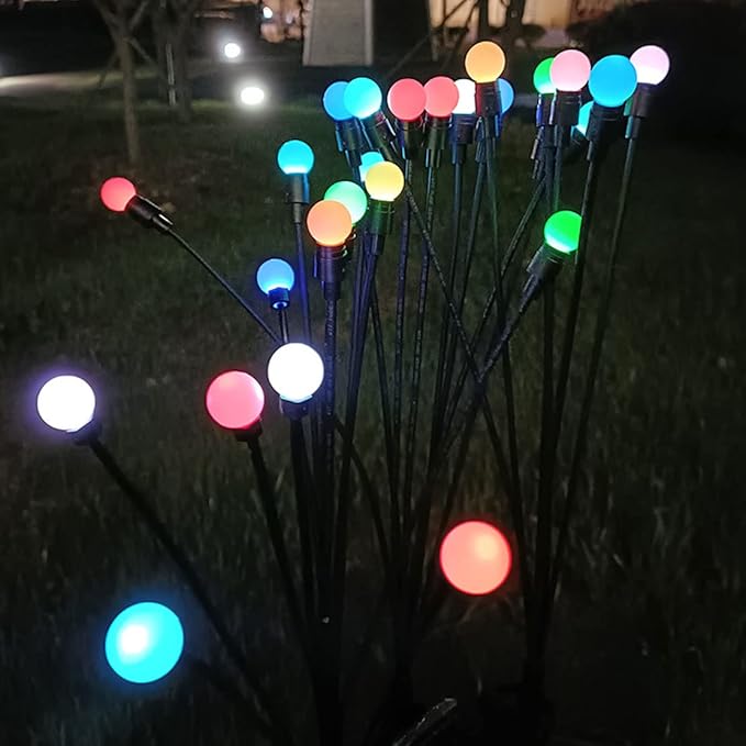 2PCS Garden Solar Lights Multi-Color Changing 10 LED Flower Stake Light Decorative Landscape Lawn Yard Outdoor Lights Length 72mm/3inch