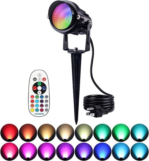 SUNVIE RGBW Outdoor Spotlight 12W LED Landscape Spotlights 120V Color Changing Spotlight Outdoor with Remote | Lumora