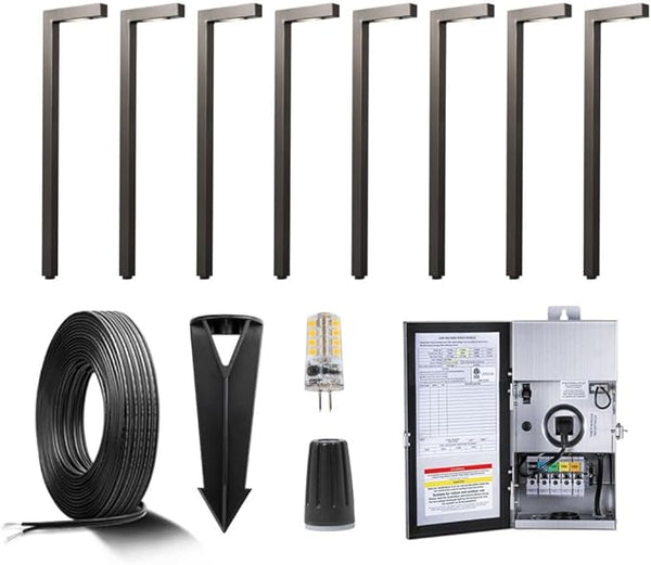 Gardenreet Brass Low Voltage Pathway Lights Kit(8 Pack) 12V LED with 150W Low Voltage Transformer and Mechanical | Lumora