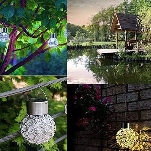 Yosoo Decorative Garden Lights, Colorful Solar Lights Ball, Outdoor Hanging 7 Colors LED Crackle Glass Globe, for Lawn, Patio Yard, Walkway Driveway, Pathway Landscape