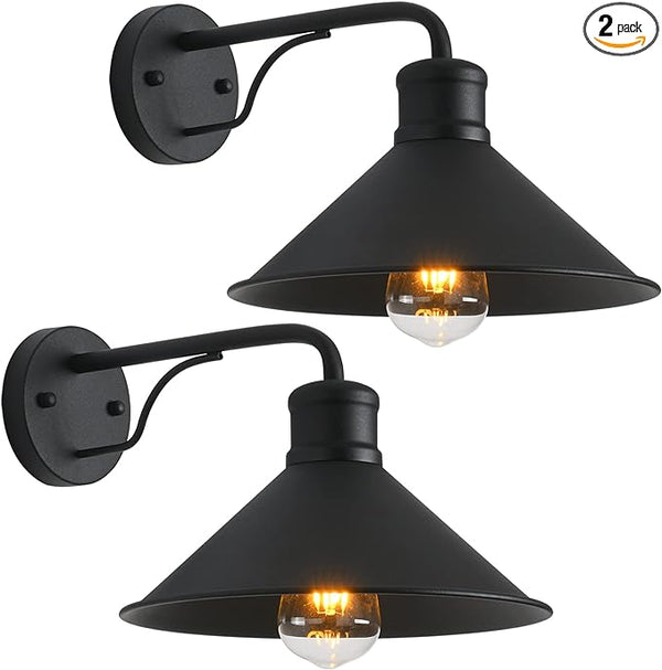 2 Pack Outdoor Wall Lights Wall Mount for House, Porch Light Fixtures, Matte Black Modern Farmhouse Wall Sconce | Lumora
