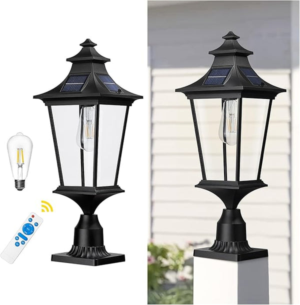 Emliviar 22 Inch Farmhouse Solar Lamp Post Light with Pier Mount, Large Outdoor Post Light for Outside Patio with | Lumora