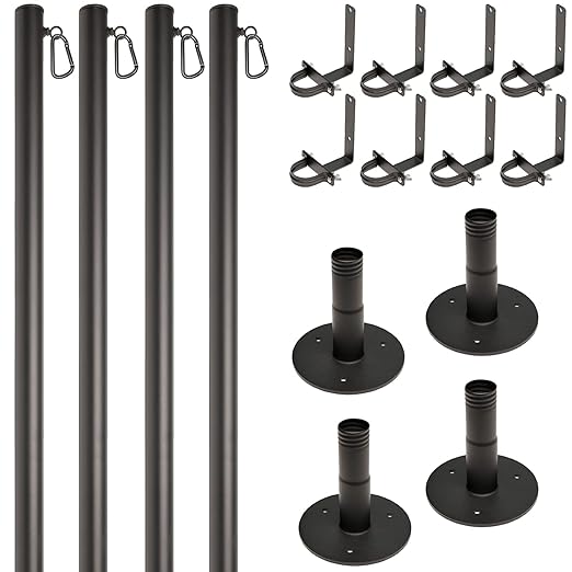 EXCELLO Global Products Premium String Light Poles - 4 Pack - Extends to 10 Feet – Deck Mount - Outdoor Path Light | Lumora