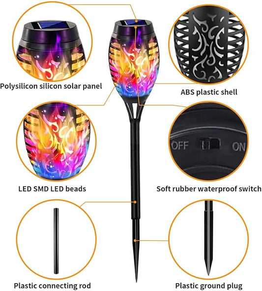 Solar Lights Outdoor, Solar Torch Lights with Flickering Flame,Waterproof Outdoor Garden Lights for Outside Patio Pathway Yard Decorations(6/8/1-/12/16/18/24, Multicolor) (16)
