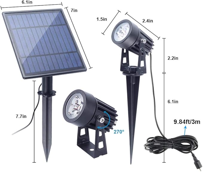 APONUO Solar Spotlights Landscape Lights Low Voltage Outdoor Solar Spotlight IP65 Waterproof 9.8ft Cable Auto | Lumora
