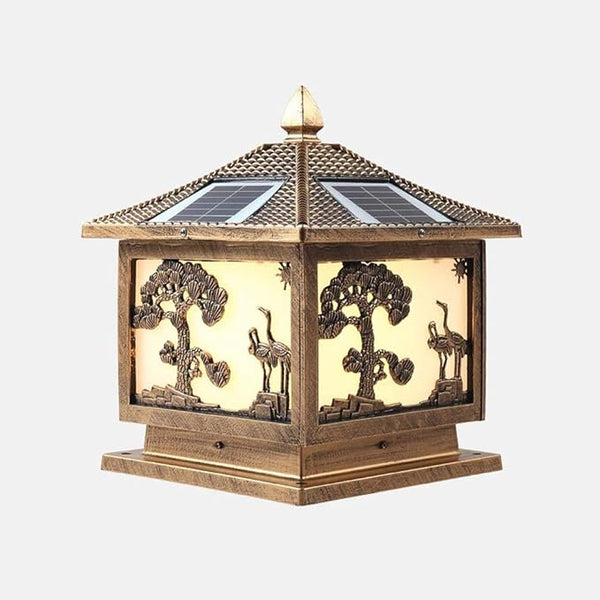 Outdoor lamp LED Outdoor Solar Column Light Classical Traditional Square E27 Edison Porch Pillar Lantern Waterproof | Lumora