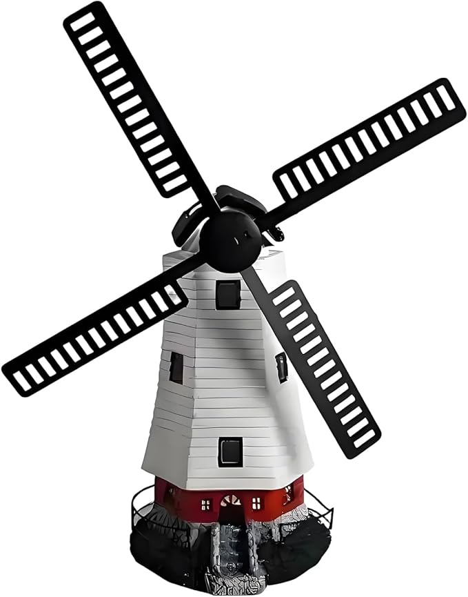 Solar Windmill Light Outdoor, Waterproof Garden Decoration with Auto Dusk to Dawn Sensor, Solar Powered Lantern for Yard, Patio, Park, Villa, and Residential Areas (White)