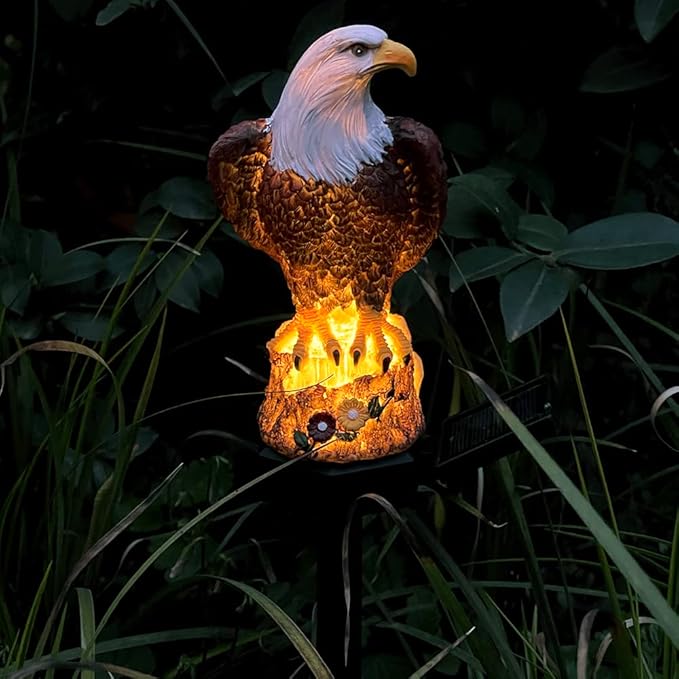 Solar Eagle Outdoor Garden Light, 2 Pack Outdoor Path Solar Powered Eagle Stake Lights for Walkway Yard Lawn Landscape Lighting - 2 Pack