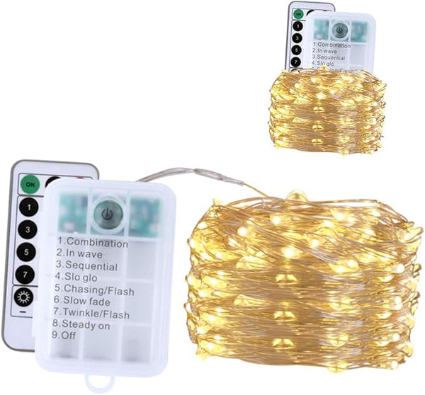 PRETYZOOM Waterproof Remote Control Star String Lights 8-Function LED Copper Wire Decorative Lights for Outdoor | Lumora