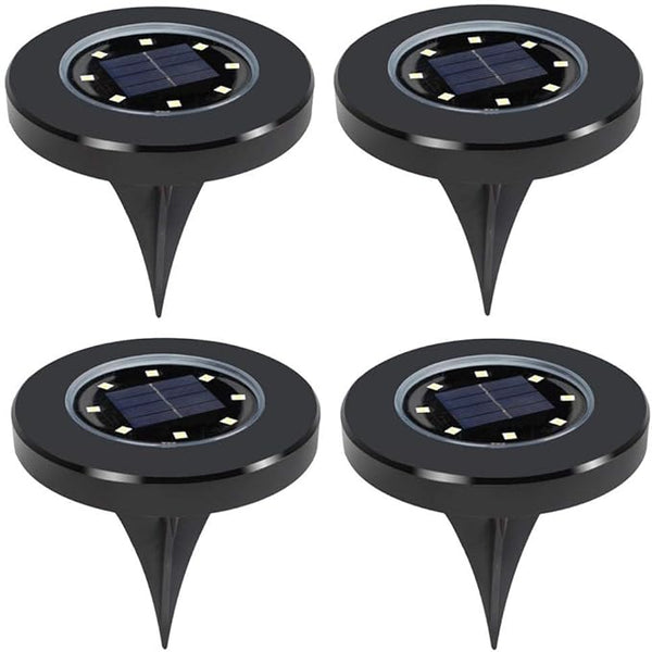 Ulalaza 4Pcs Solar Ground Lights 8 LED Waterproof Outdoor Garden Lights for Yard Driveway Lawn Pathway (White) | Lumora