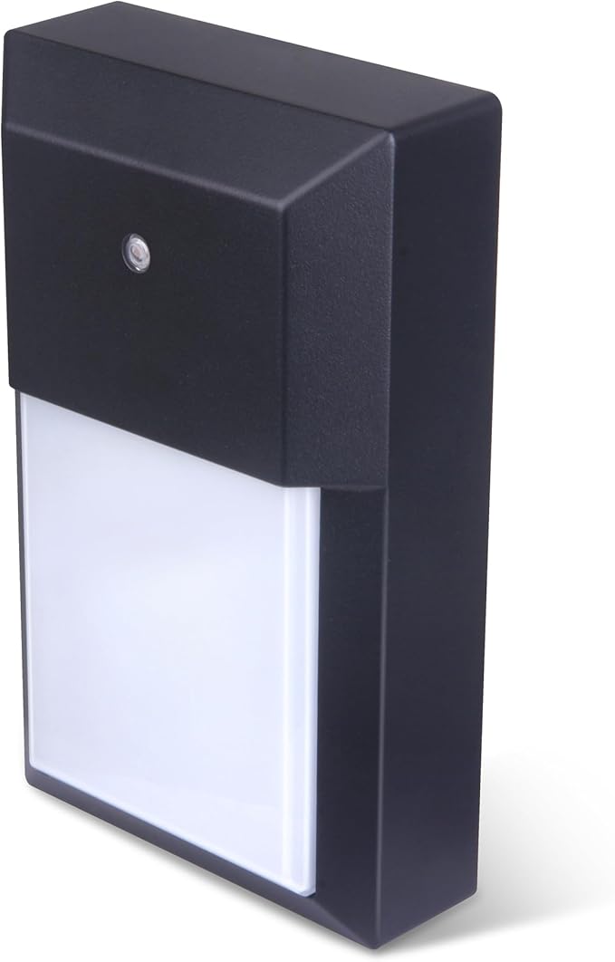 LIT-PaTH Dusk to Dawn Outdoor Wall Lantern, LED Wall Sconce for Porch Lighting Fixture, 12W 1000 Lumens, Aluminum Housing Plus PC, 2-Pack, 5000K-Black Finish