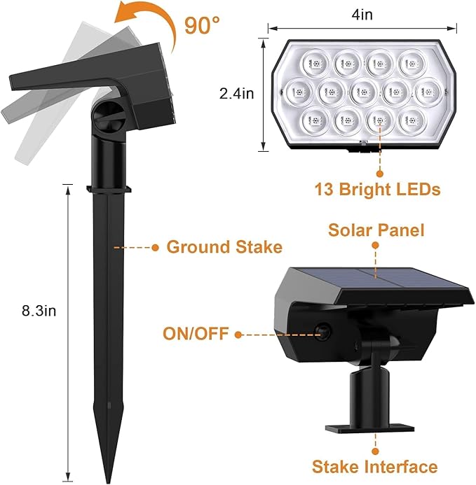 WELALO Solar Color Changing Spot Lights Outdoor, Waterproof Solar Halloween Lights, 7 Modes Multicolor RGB | Lumora